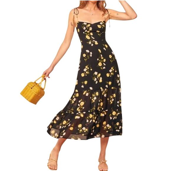 Reformation Emmie Midi Dress in Piazza Floral Summer  Size 0 - Picture 1 of 13